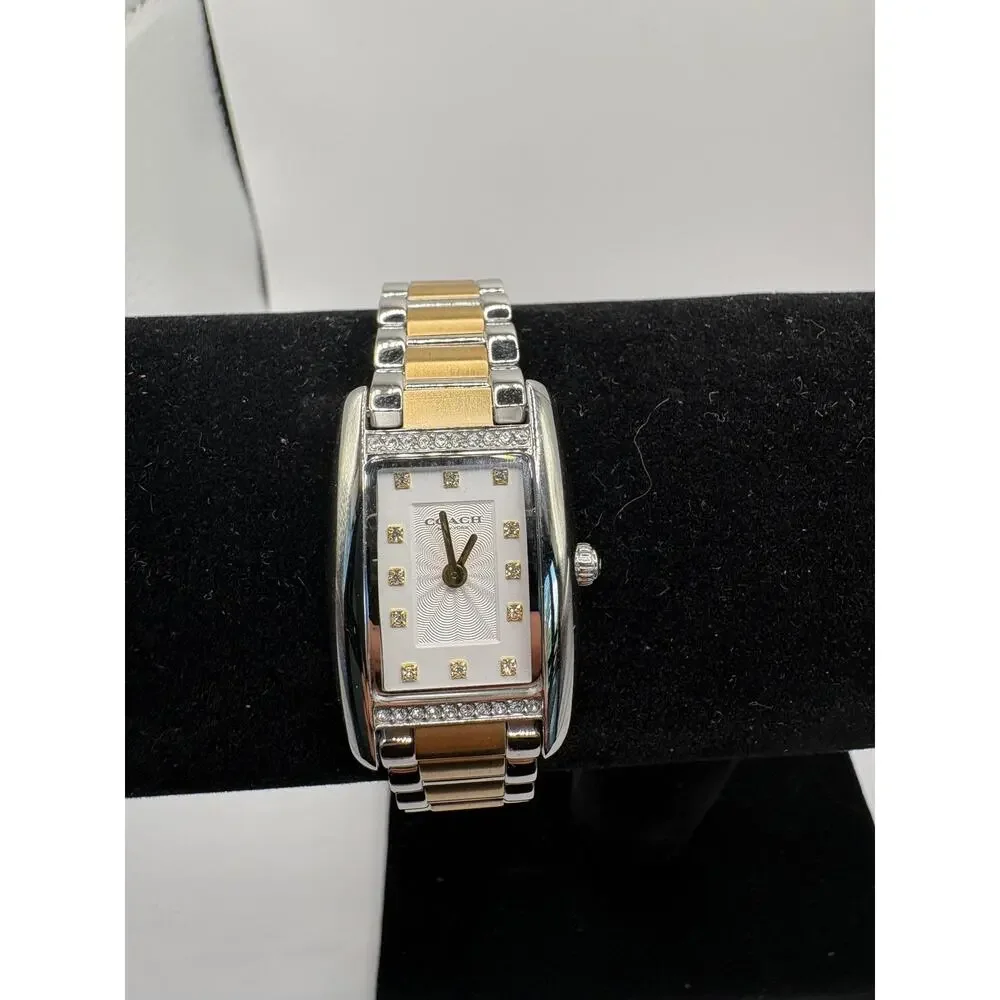 Coach Women Watch Silver Barrel Tank Crystal Side Bezel Two  display picture 1